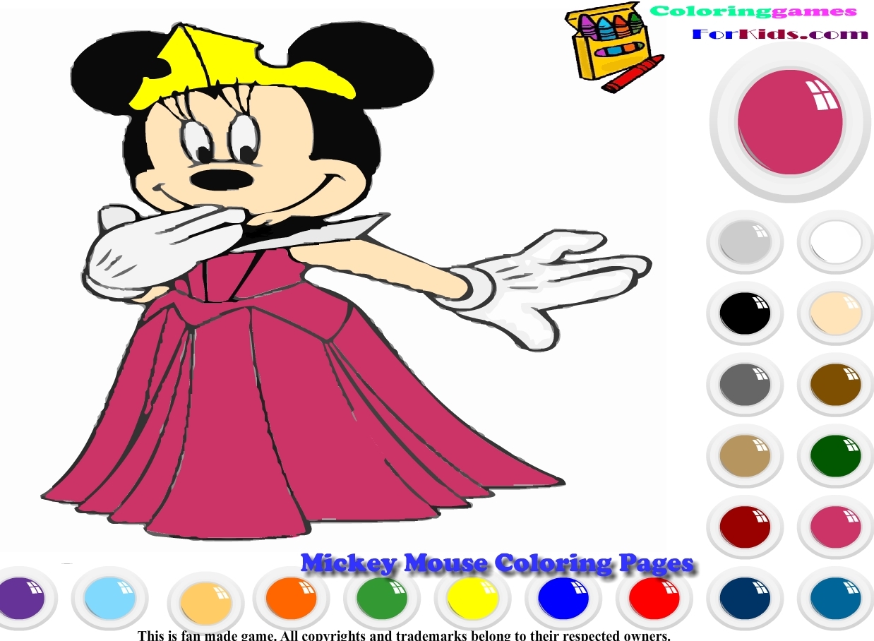 Jeu coloriage Princesse Minnie gratuit en ligne