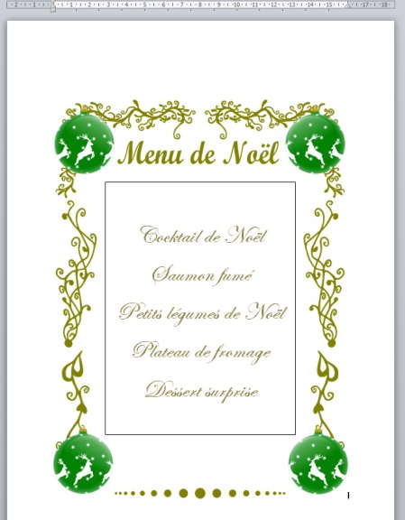 Le menu de Noël