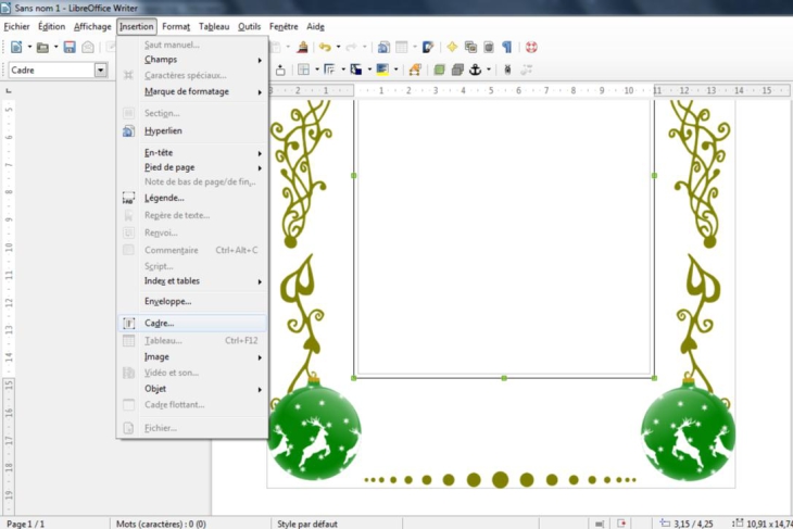 Een tekstkader invoegen in LibreOffice