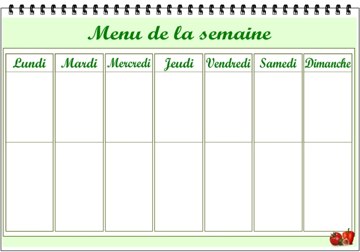 Menu de la semaine