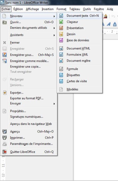 Nouveau document LibreOffice Writer