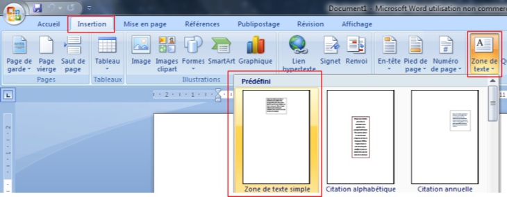 Inserting a text box in a word document