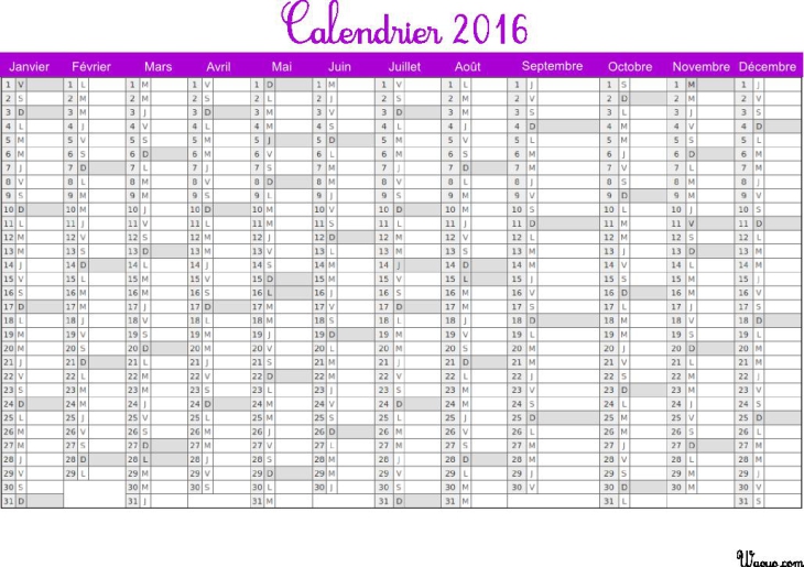 Lila Kalender 2016