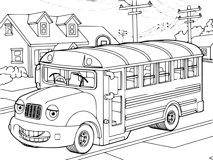 Skolebus tegninger til farvelægning