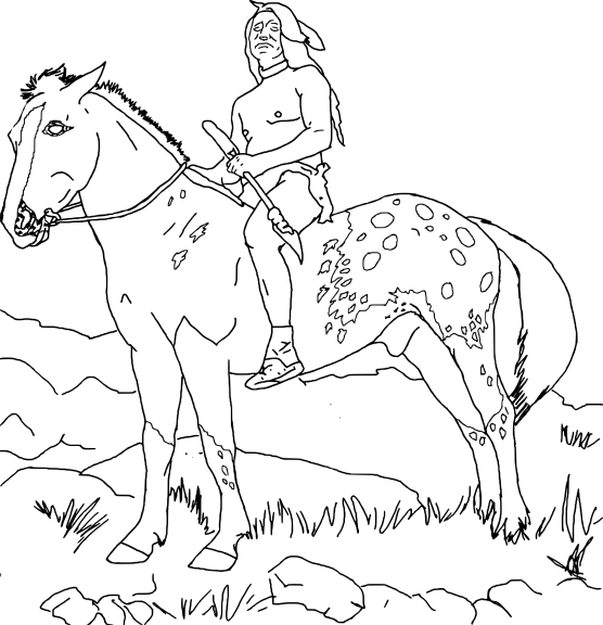 Coloriage indien cheval