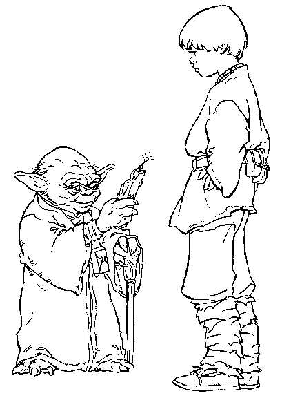 Dibujo de Maestro Yoda Anakin para colorear