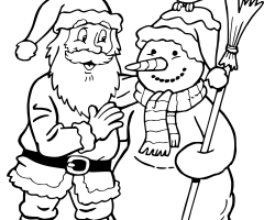 Coloriage pere noel bonhomme neige