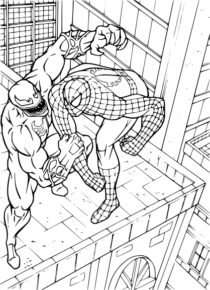 Dibujo para colorear de Spiderman y Venom