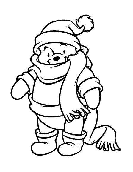 Desenho de Natal do Ursinho Pooh para colorir