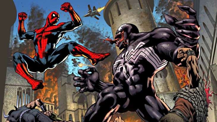 Coloriage Spiderman contre Venom à imprimer et colorier