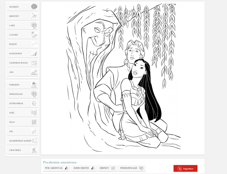 Coloring pages info pocahontas