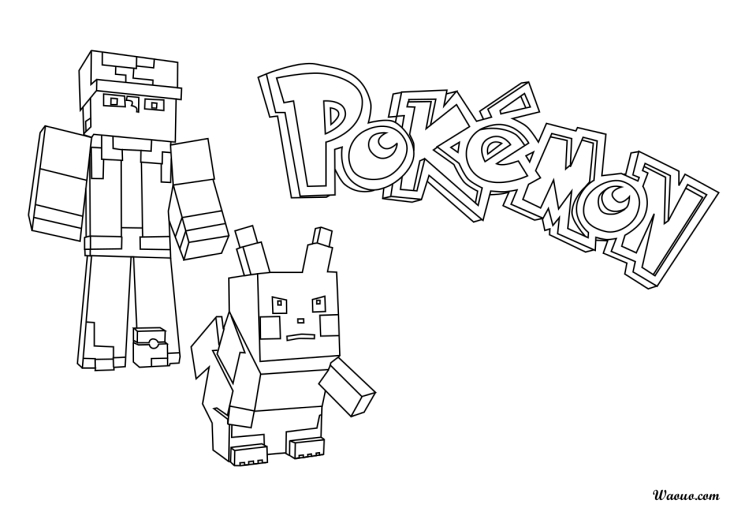 Coloriage Minecraft pokemon