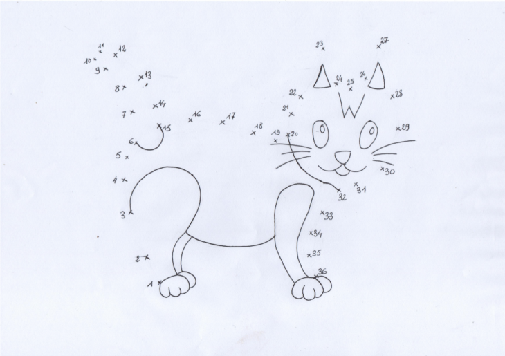 Dot to connect cat coloring page