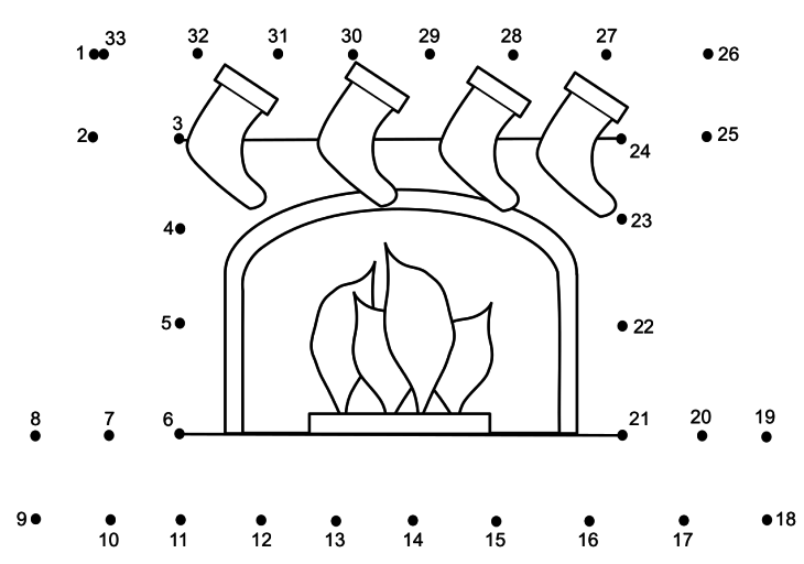 Punto para colorear para conectar chimenea.