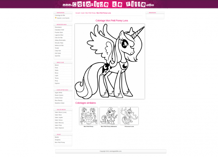 My little pony girl coloring page