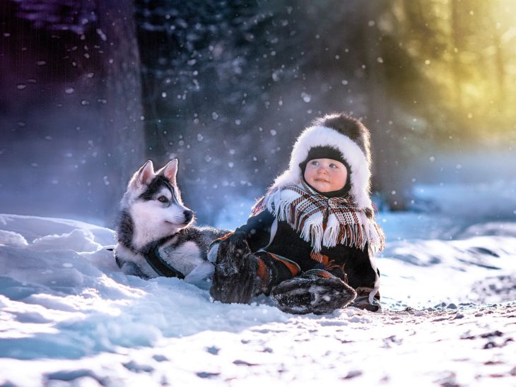 child and snow