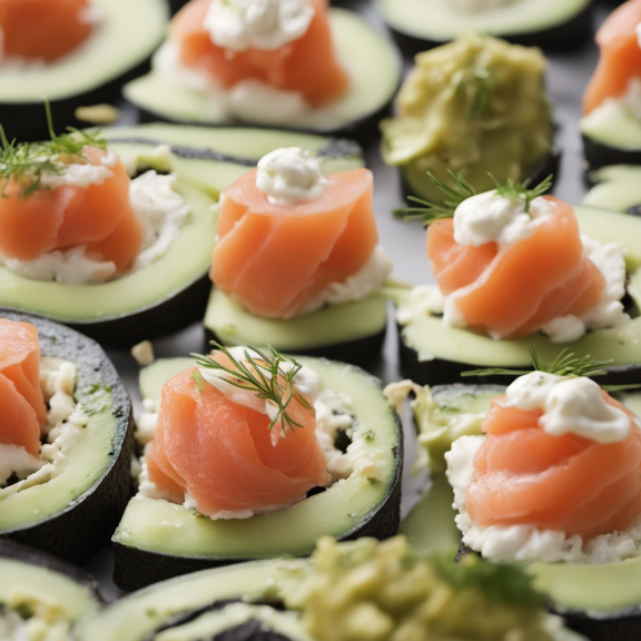 Gerookte broodjes met avocado en verse kaas.