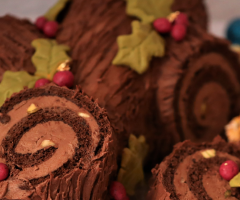 Bûche de Noël chocolat, mascarpone et framboise